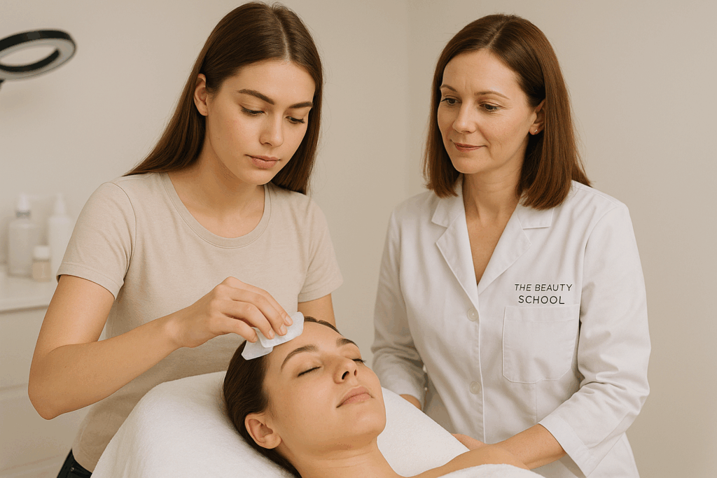 Gesichtsbehandlung Kosmetik Schülerin und Lehrerin Praxis Startseite